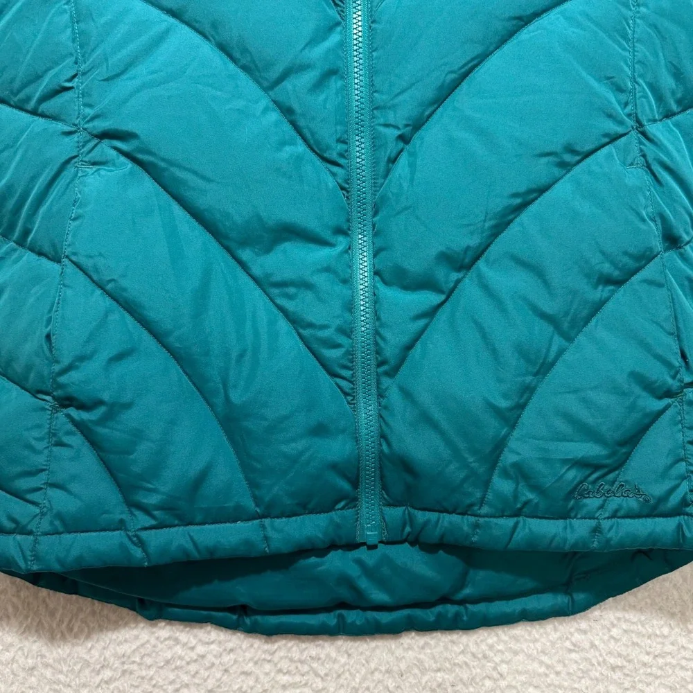 Cabelas Womens Sz‎ M Green Goose Down Puffer Vest 550 Fill